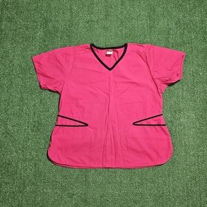 Dickies Hot Pink V-Neck Short Sleeve Top